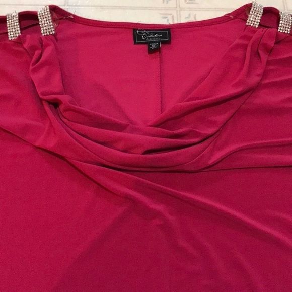 DRESSBARN Collection Rhinestone Cold Shoulder Top - Picture 5 of 8